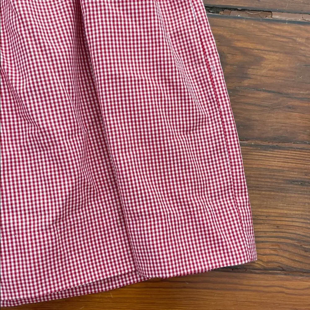 Handmade Holiday Christmas gingham plaid tree embroidered sailor collar dress